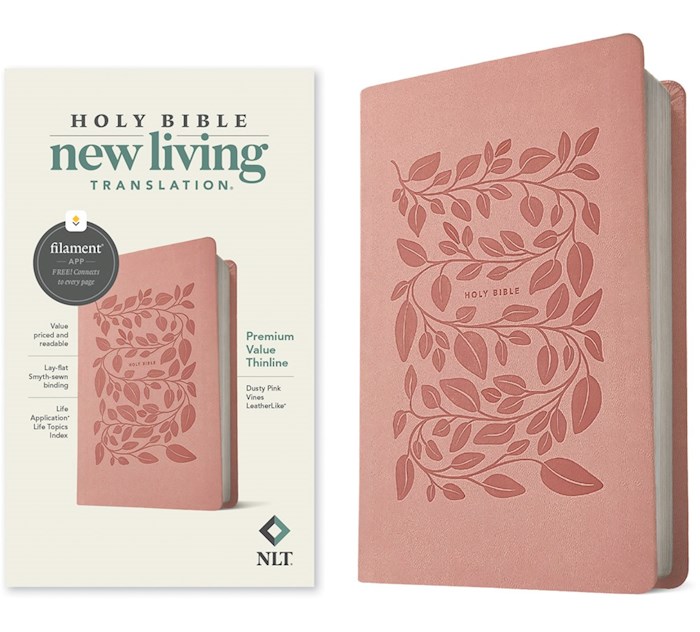 397456 NLT Premium Value Thinline Holy Filament Enabled Edition Bible - Dusty Pink Vines Leather Like
