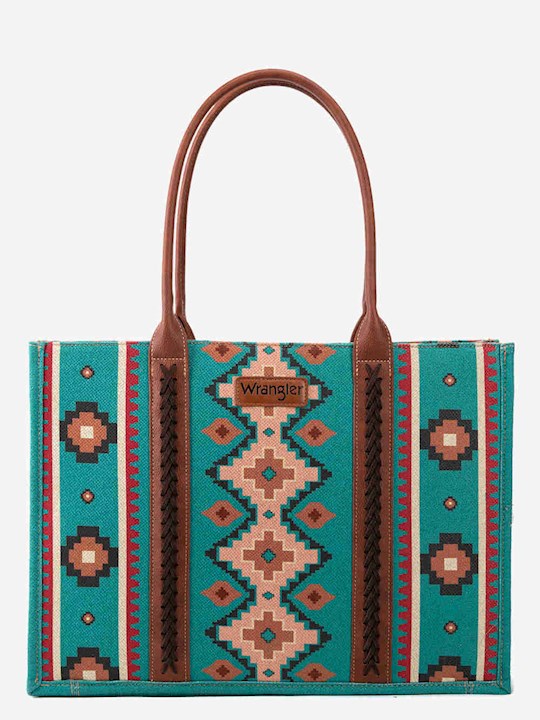 381549 Aztec Wrangler Canvas Tote, Turquoise