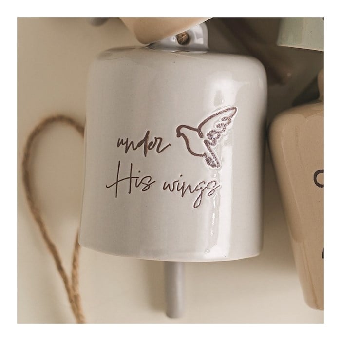 378762 Under His Wings Ceramic Bell, Blue - Large