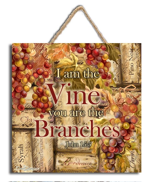 Glow Decor 350378 Sign - Corks & Vines with Rope Hanger - 8 x 8 in.