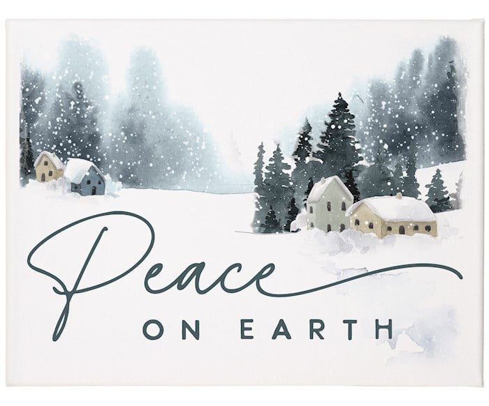 359809 Wrapped Canvas - Peace On Earth Cabins - 12 x 9 in.