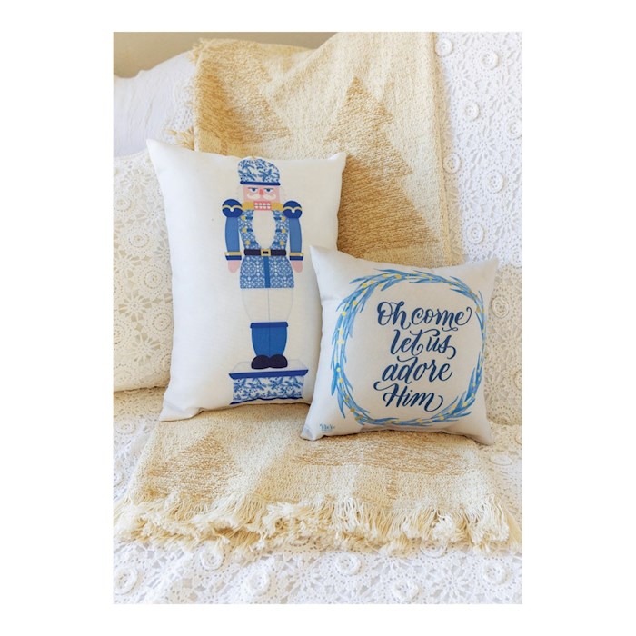 360736 Pillow - Oh Come Let Us Adore Him - 12 x 12 in.