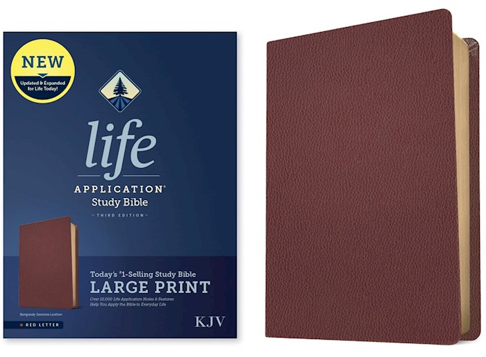 359893 KJV Life Application Study Large Print Third Edition Burgundy Genuine Leather Bible