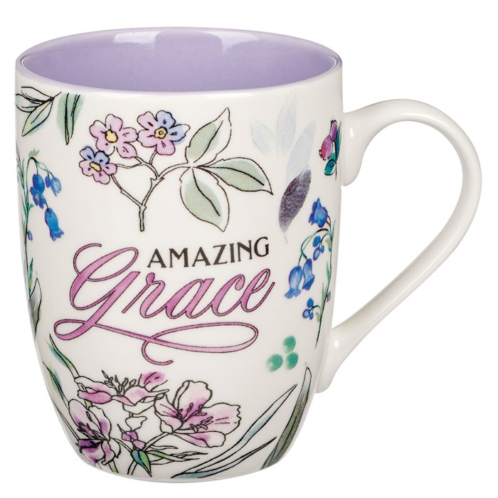 Picture of Christian Art Gifts 406216 Budget Amazing Grace Mug, Purple Floral - MUG1053