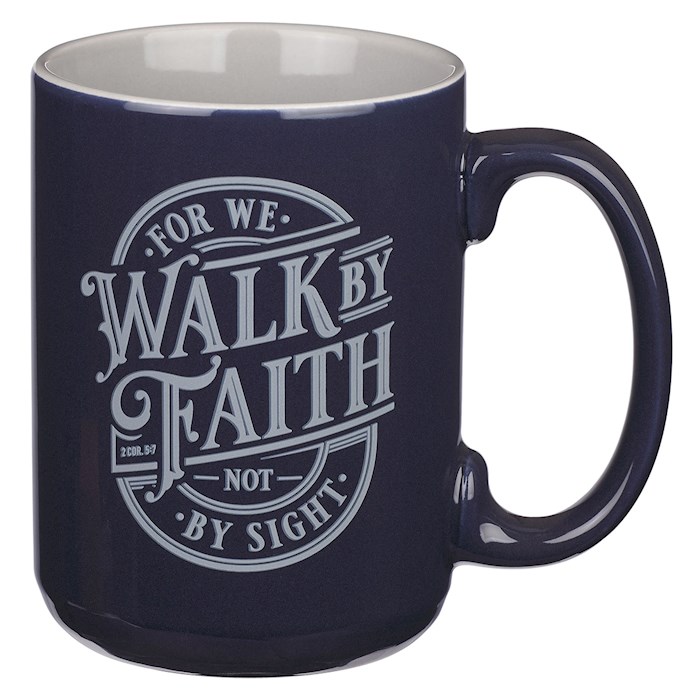 Picture of Christian Art Gifts 380574 Walk By Faith 2 Corinthians 5-7 Mug, Navy - MUG1133