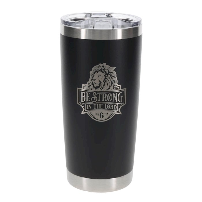 Picture of Christian Art Gifts 380597 Be Strong in the Lord Ephesians 6.10 Stainless Steel Tumbler, Black