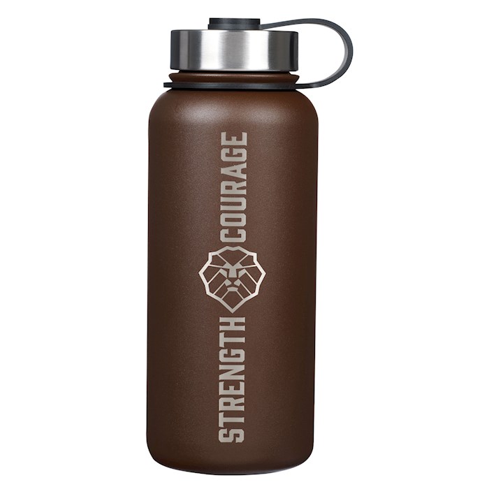 Picture of Christian Art Gifts 38092X Water Bottle - Stainless Steel - Strength & Courage - Joshua 1-9