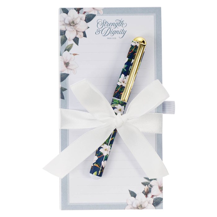 380622 Magnetic Shopping List with Pen - Strength & Dignity Proverbs 31-25
