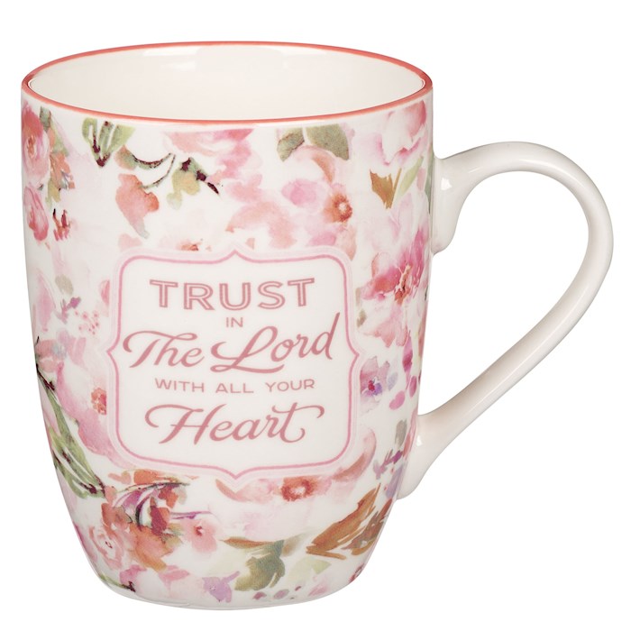 Picture of Christian Art Gifts 406221 Budget Trust In The Lord Proverbs 3-5.6 Mug, Coral Floral - MUG1060