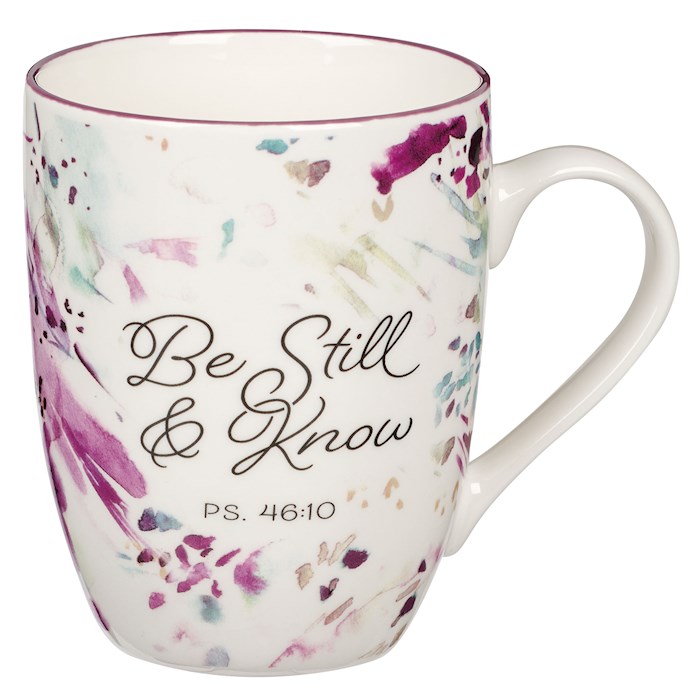 Picture of Christian Art Gifts 406220 Budget Be Still & Know Psalm 46-10 Mug, Purple Abstract - MUG1059