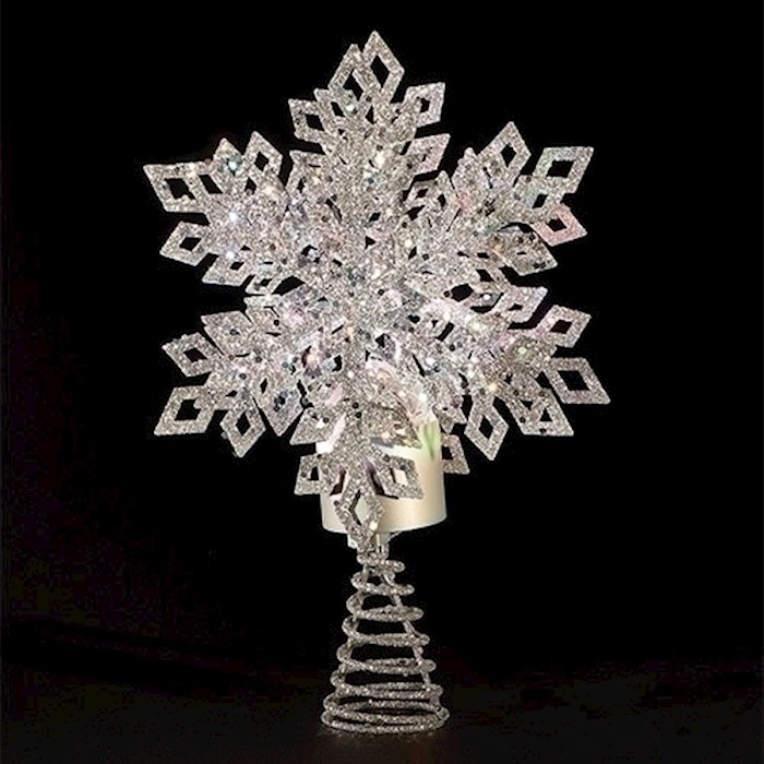 361792 LED Snowflake with Battery Timer Tree Topper, Silver - 12 in.