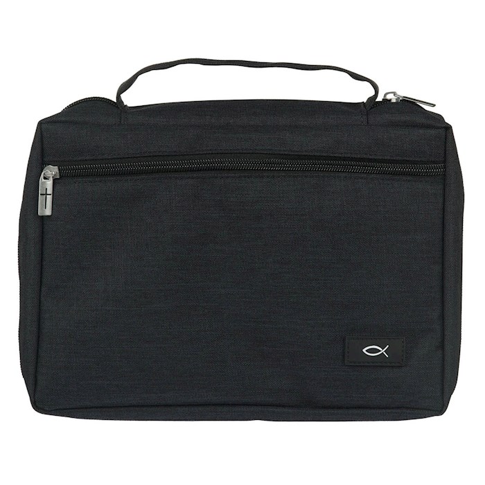 405927 Poly Canvas Value with Ichthus Bible Cover, Jet Black - Medium