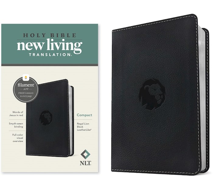 371343 NLT Compact Filament Enabled Edition Bible - Black Regal Lion Leather Like