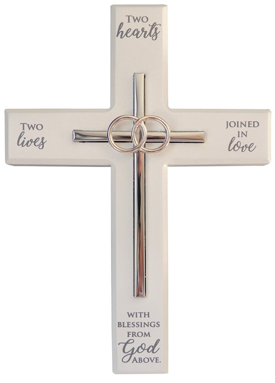 299613 Wall Cross - Two Hearts with Blessings From God - 7 x 10 in.