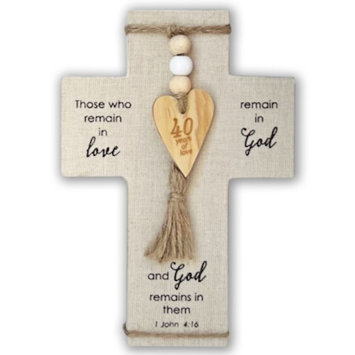 374024 Cross - Fabric Wrapped - 40th Anniversary - 5 x 7.5 in.