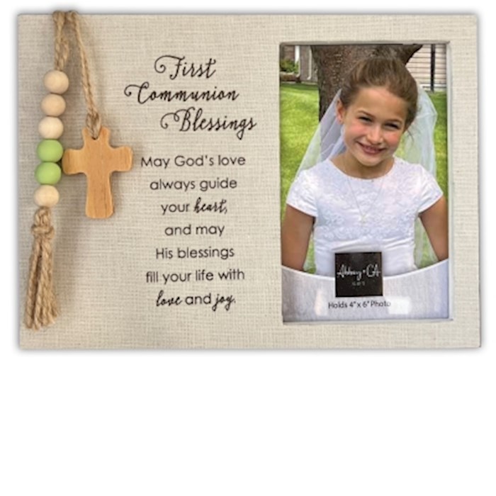381087 Frame - Fabric Wrapped - First Communion Blessings - Holds 4 x 6 in. Photo - 9 x 6.5 in.