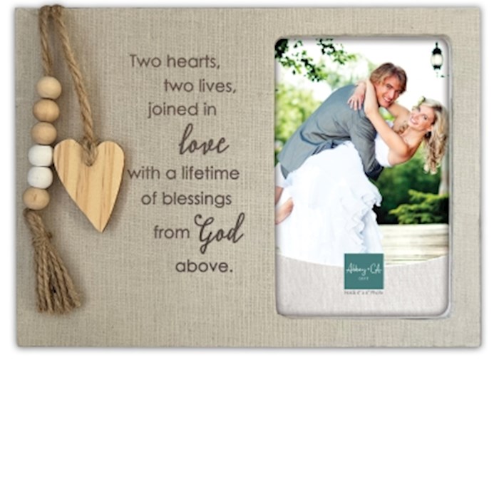 390010 Photo Frame - Wedding - Two Hearts - Holds 4 x 6 in.