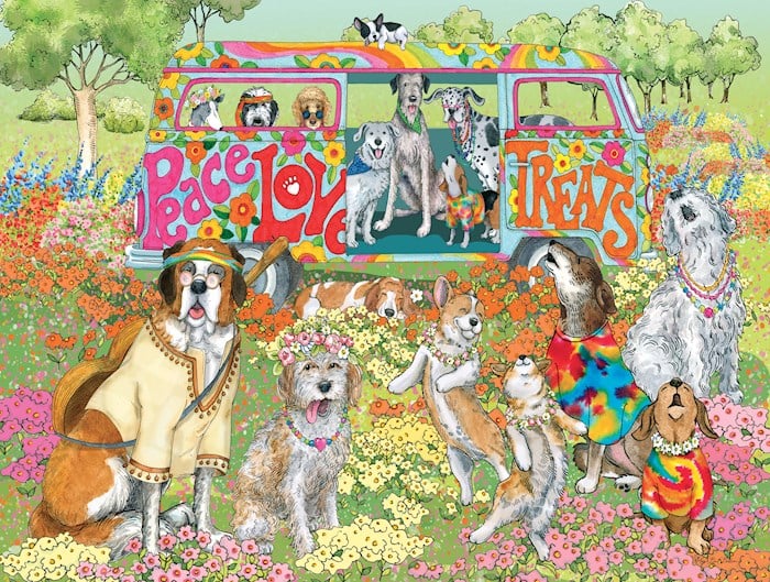 Crown Point Graphics 376236 Soft Touch Jigsaw Puzzle - Peace Love Treats with Poster - 500 Piece