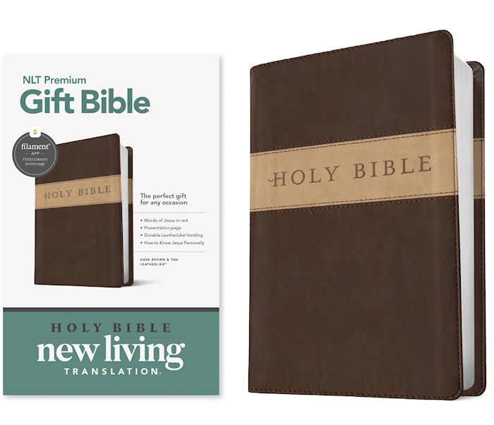 367904 NLT Premium Gift Filament Enabled Bible, Dark Brown & Tan Tutone