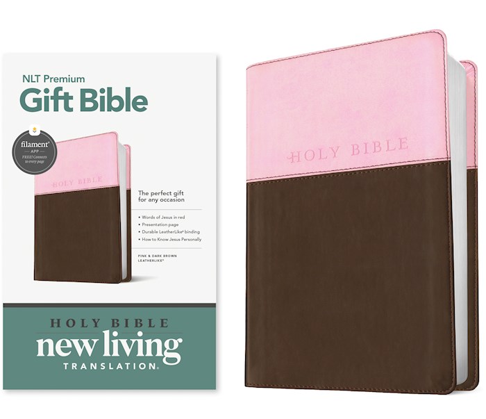 367908 NLT Premium Gift Filament Enabled Bible, Pink & Dark Brown Tutone