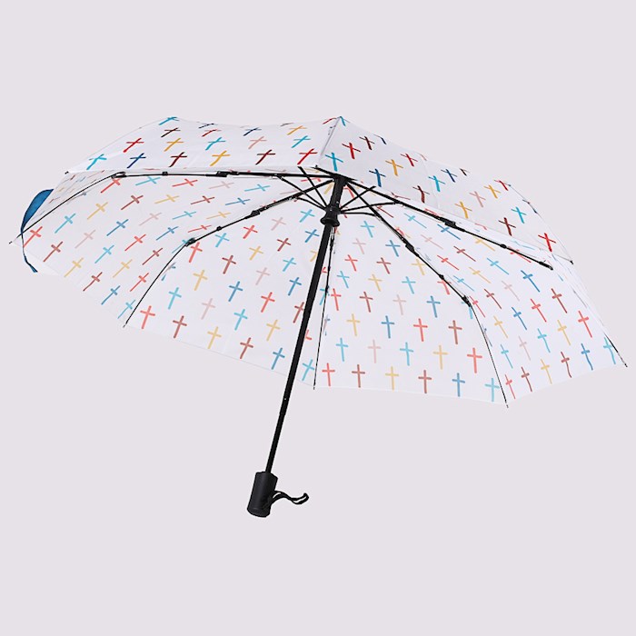 368640 Compact Colorful Crosses Umbrella, Multi Color