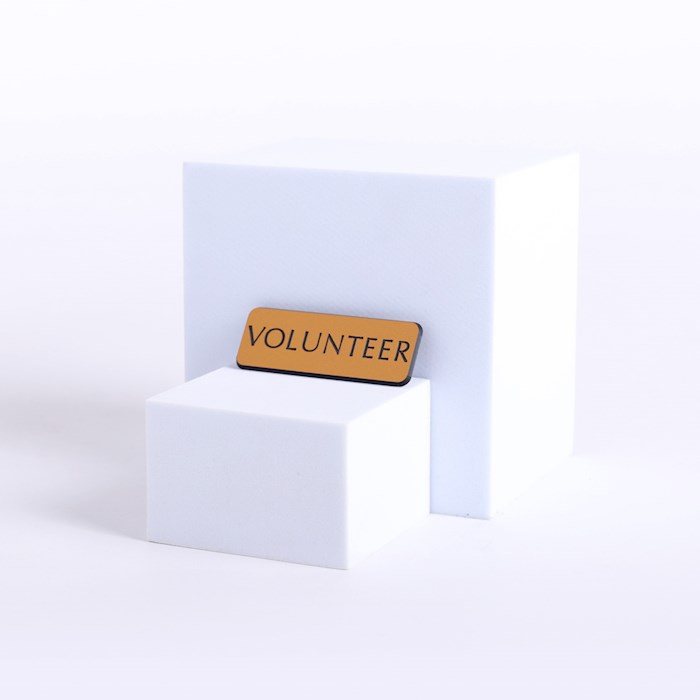 408170 Magnetic Back Volunteer Contemporary decal, Gold & Black