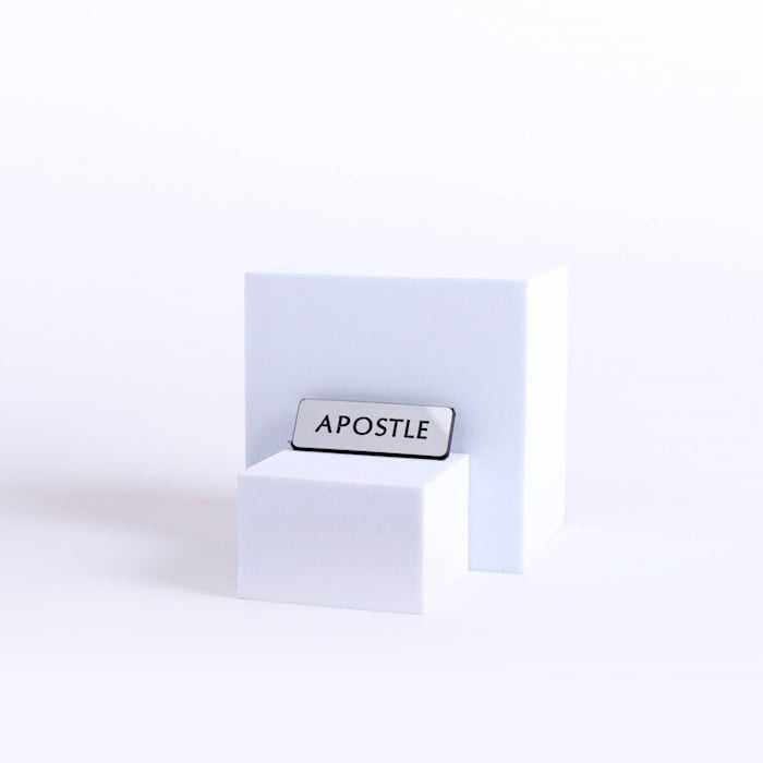 408171 Pin Back Apostle Contemporary decal, Silver & Black