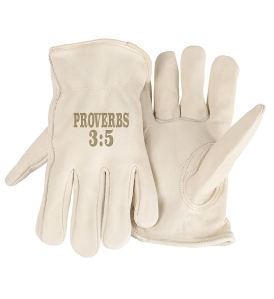 470413 Unlined Proverbs 3-5 Gloves, White - Large