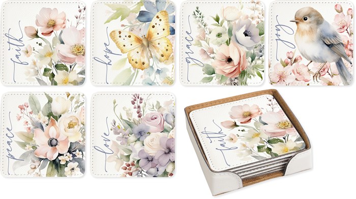 470381 Coaster Set - Soft Pastel Assorted - Pack of 6