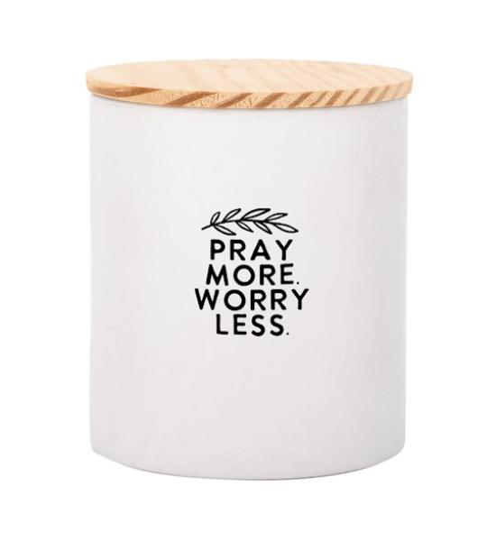 470477 Canister - Pray More Worry Less with Lid
