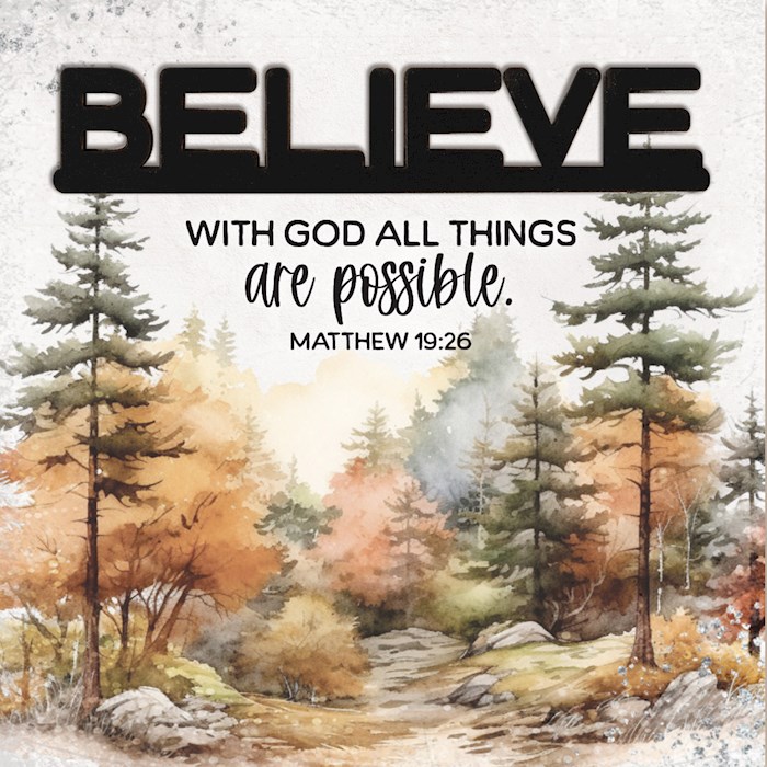 470488 Magnet - Crafted Remindables - Believe with God All Things - 3.5 in.