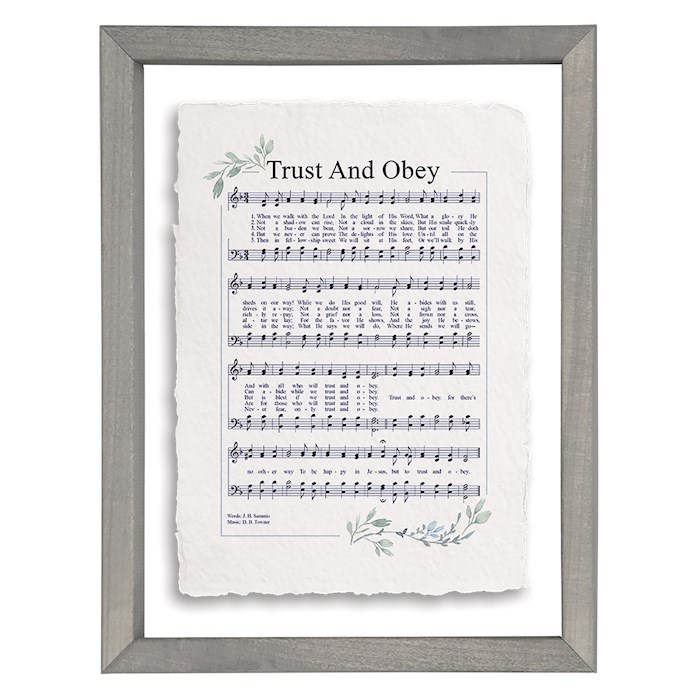 47050X Floating Art Rectangle - Trust Obey Hymn - 14 x 11 in.