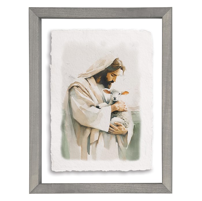 470514 Floating Art Rectangle - Jesus Holding Lamb - 14 x 11 in.