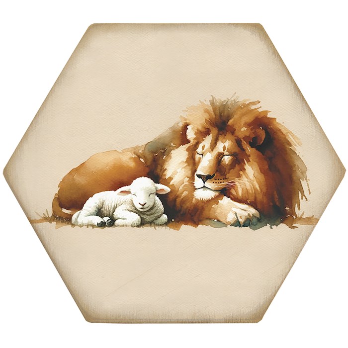 470580 Coaster - Honeycomb - Lion Lamb Art - 4.5 x 3.785 in.