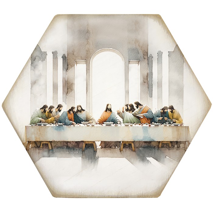 470581 Coaster - Honeycomb - Last Supper Art - 4.5 x 3.785 in.