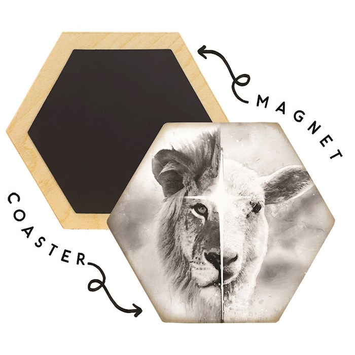 470582 Lion Lamb Honeycomb Coaster, Black & White - 4.5 x 3.785 in.