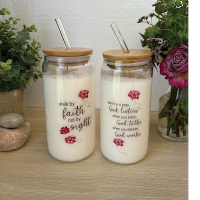 479200 Glass Sipper - Walk By Faith - 24 oz