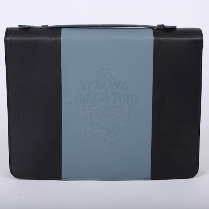 479476 Imitation Leather Strong & Courageous Bible Cover - Large