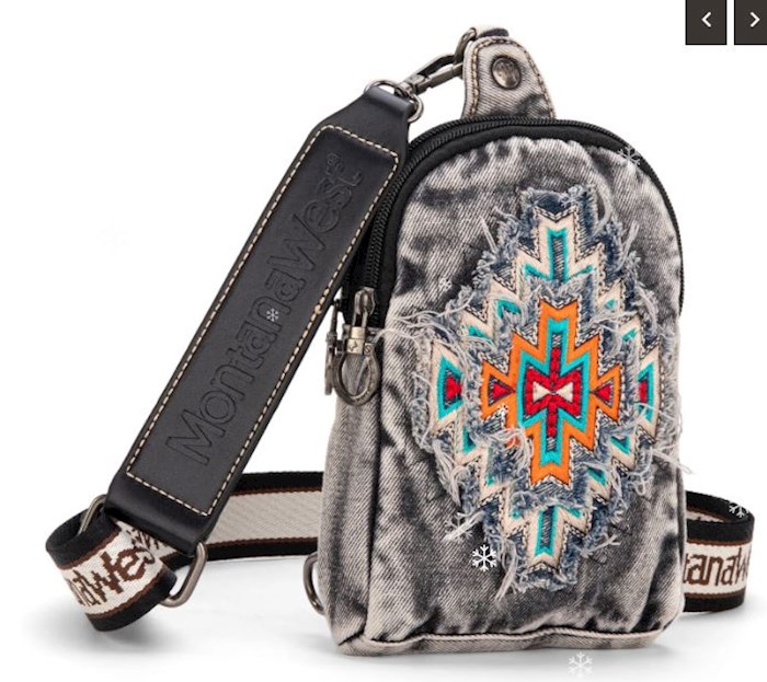452757 Aztec Cross Sling Bag, Black