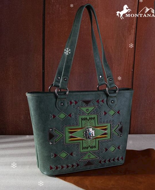 452758 Aztec Cross Concealed Carry Tote, Green