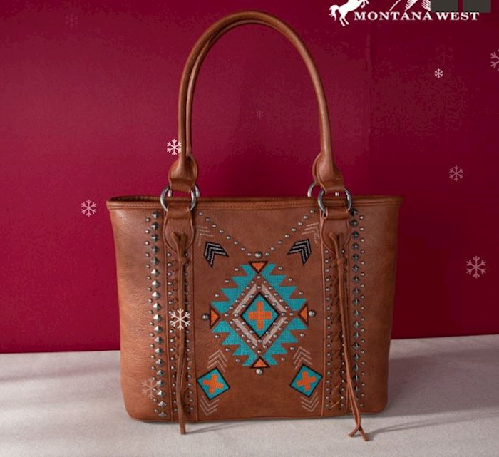 452763 Aztec Cross Concealed Carry Tote, Brown