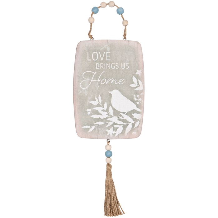 366786 Hanging Plaque - Love Brings Us Home with Beads - 13.5 x 4.5 in. - Pack of 4
