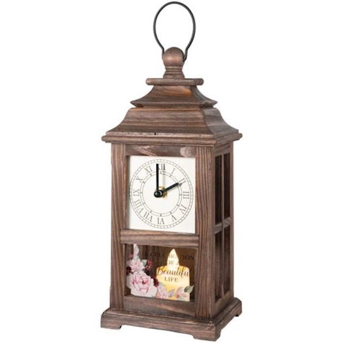 397546 Clock Lantern with Flameless LED Candle - In Celebration - 5 x 13 x 5 in. - Pack of 2