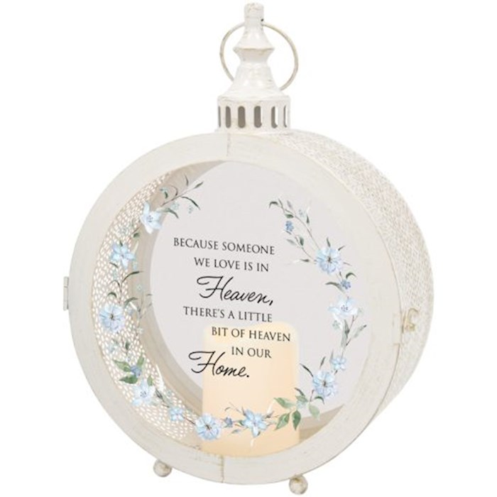 479444 Lantern with Flameless LED Candle & Timer - Round & Heaven In Our Home - 10.25 x 15 x 4 in. - No.57727