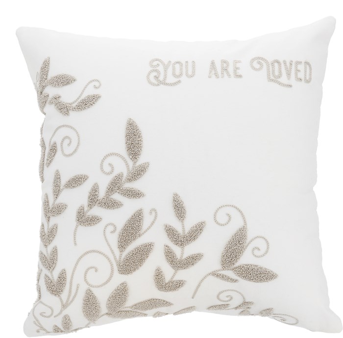 Pavilion 470897 Pillow - You Are Loved & Loaded Vines - 16 in. Punch Needle Embroidered - No.19804