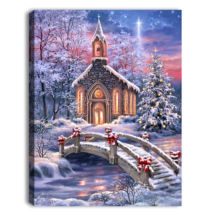 Glow Decor 479717 Mini Canvas - O Come Emmanuel - LED Tabletop with Timer - 8 x 6 in. - No.A2540