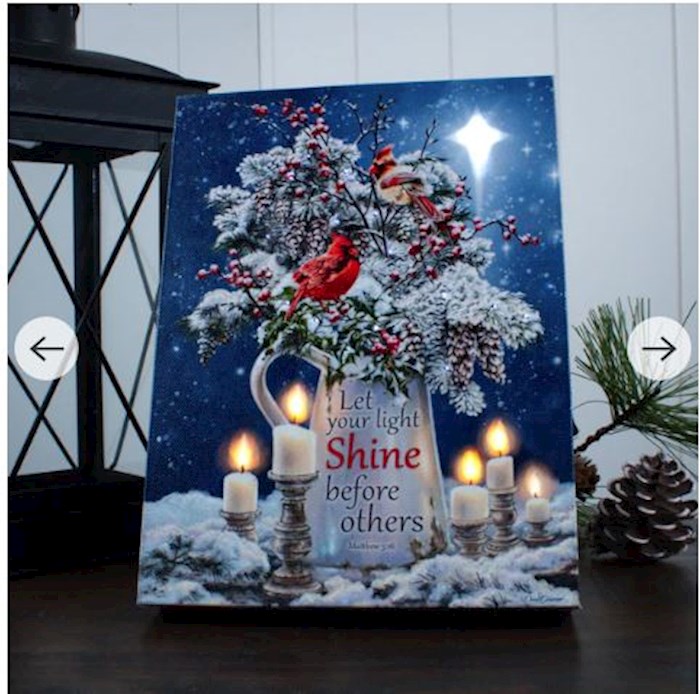 Glow Decor 47971X Mini Canvas - Candle Light Christmas - LED Tabletop with Timer - 8 x 6 in. - No.A2539