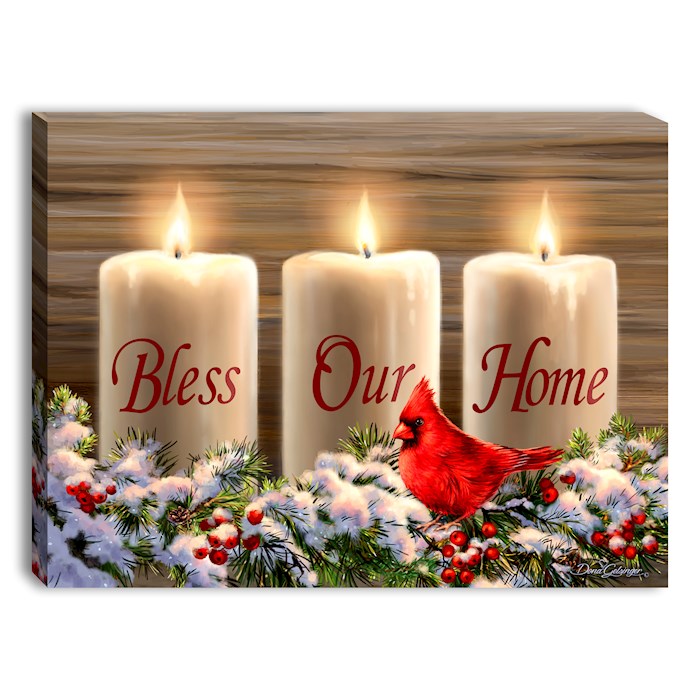 Glow Decor 479720 Mini Canvas - Bless Our Home Christmas - LED Tabletop with Timer - 8 x 6 in. - No.A2539