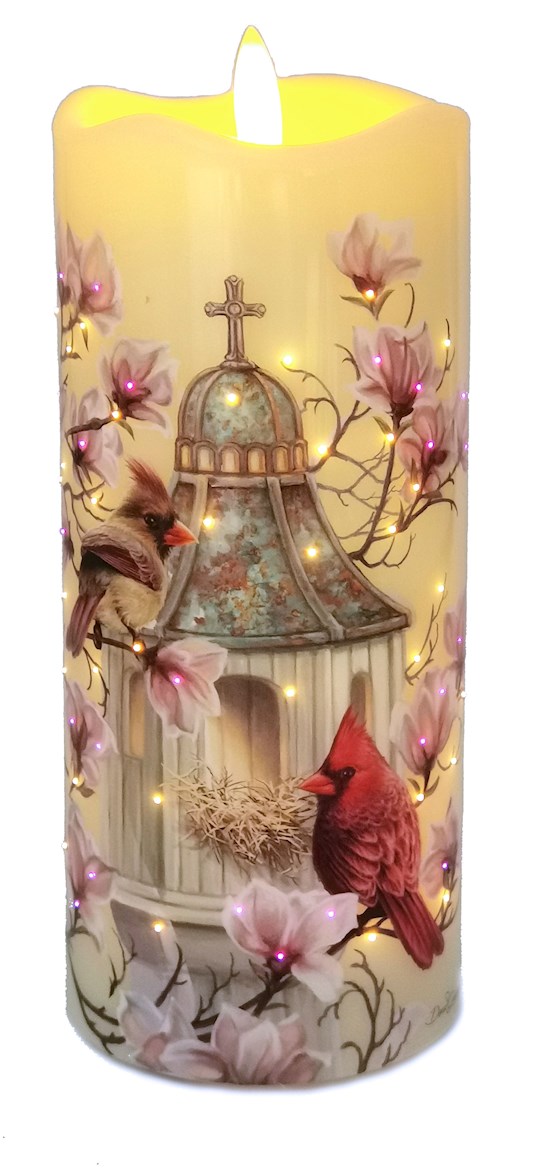 Cardinal Chapel Fiber Optic Candle - Red - 7 in. - Illuminated Artwork
