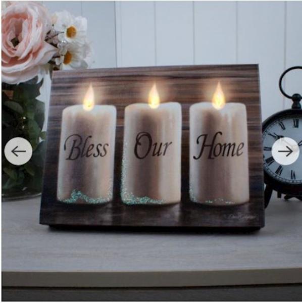 Glow Decor 479472 Mini Canvas - Bless Our Home - LED Tabletop with Timer - 6 x 8 in. - No.A2501
